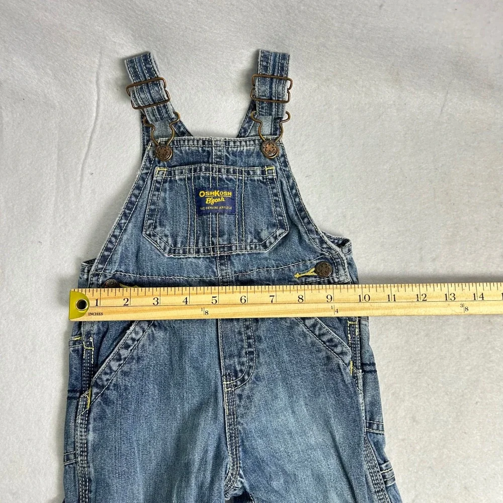 Vintage Style OshKosh Bgosh Kids 12M Blue Denim Carpenter Snap Inseam Overalls‎